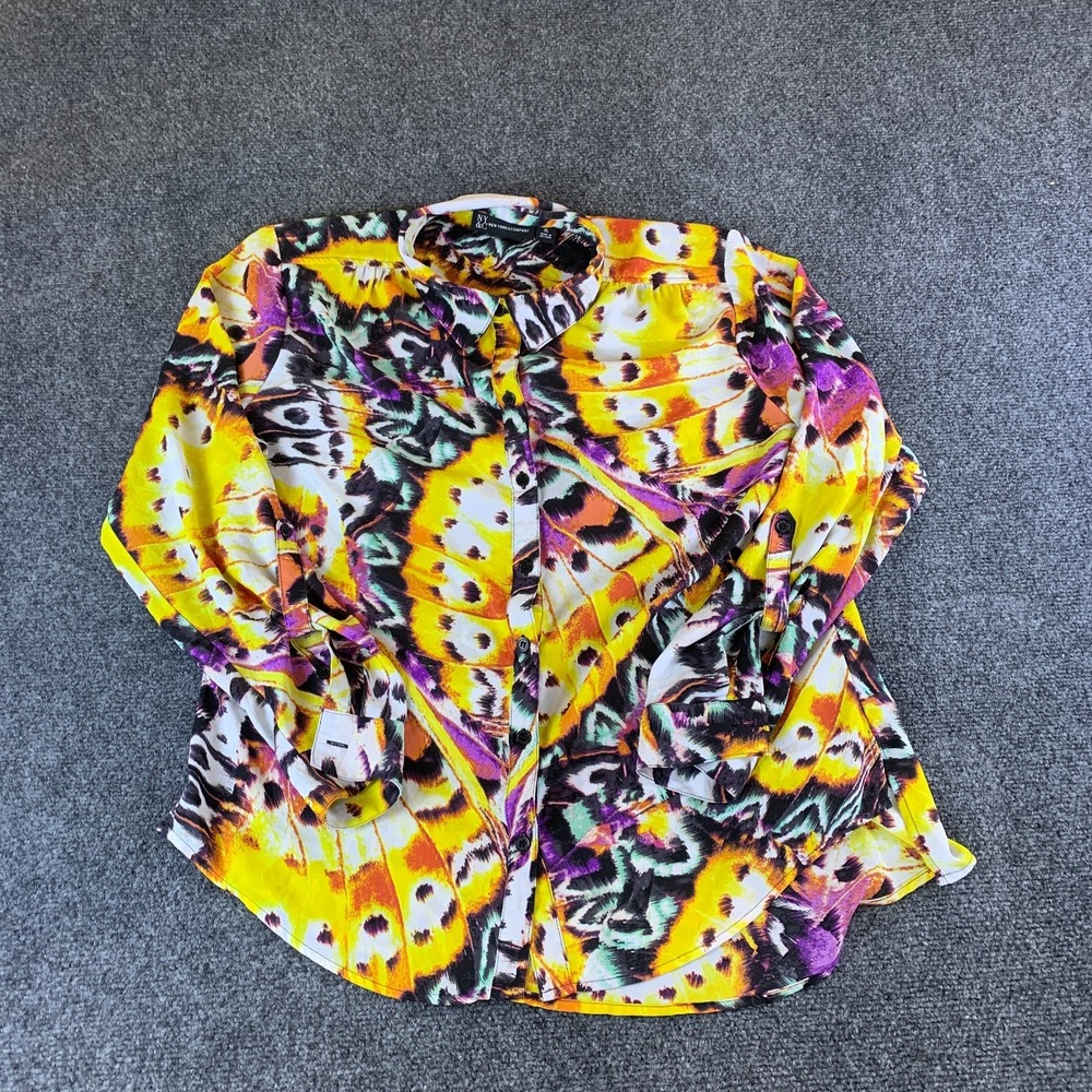 NY&C New York & Company Shirt Womens XL Multicolor Abstract Print Button Up